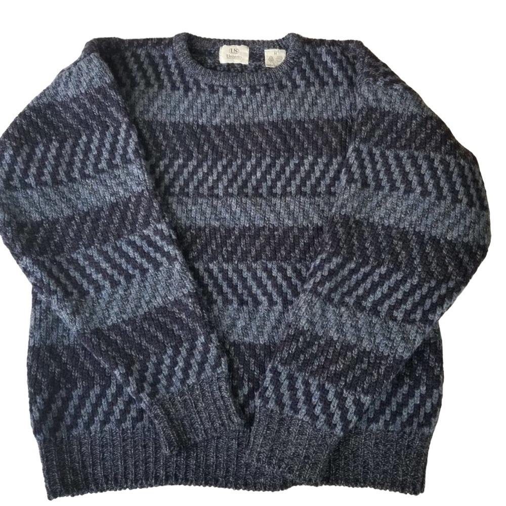 Umberto Virgin Wool Blue Striped Sweater Size M